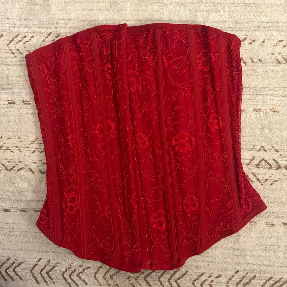 GARAGE Strapless lace corset Red S